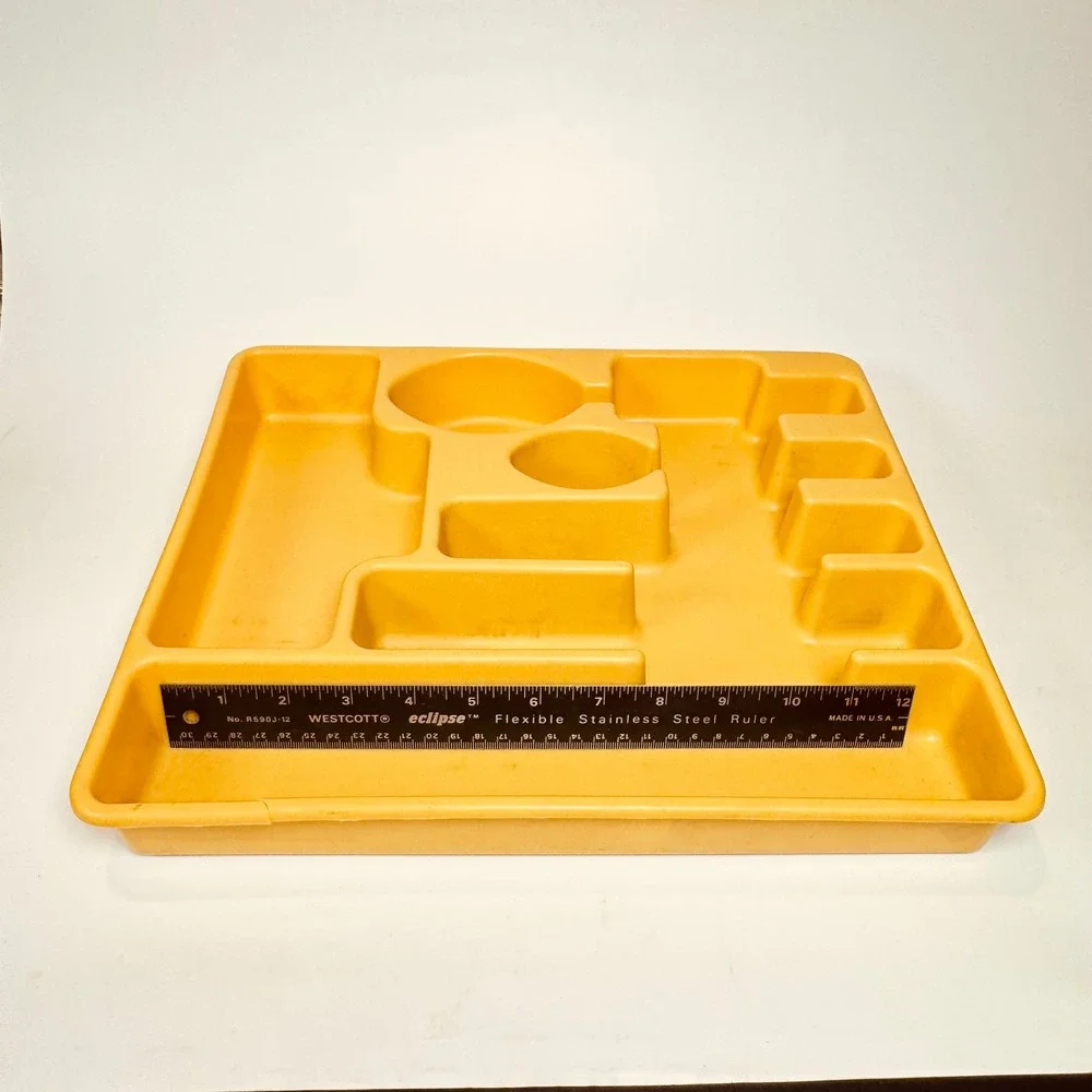 Vintage Rubbermaid Silverware Drawer Organizer Yellow Harvest Gold Plastic Tray